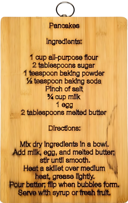 "Pancake Recipe" Bamboo Cutting Board